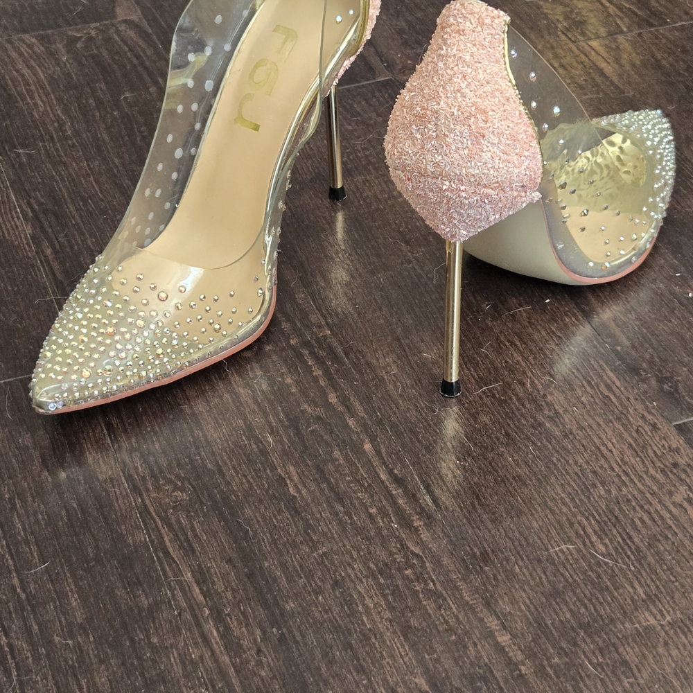 💃Stylish Transparent Heels with Gold and Pink Accents✨️ - Picture 12 of 12
